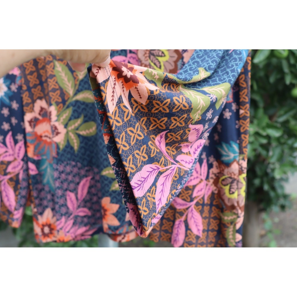 Johnny Was Womens Floral V-Neck Bamboo Long Sleeve Tunic Top Multi Color Small - Picture 9 of 10